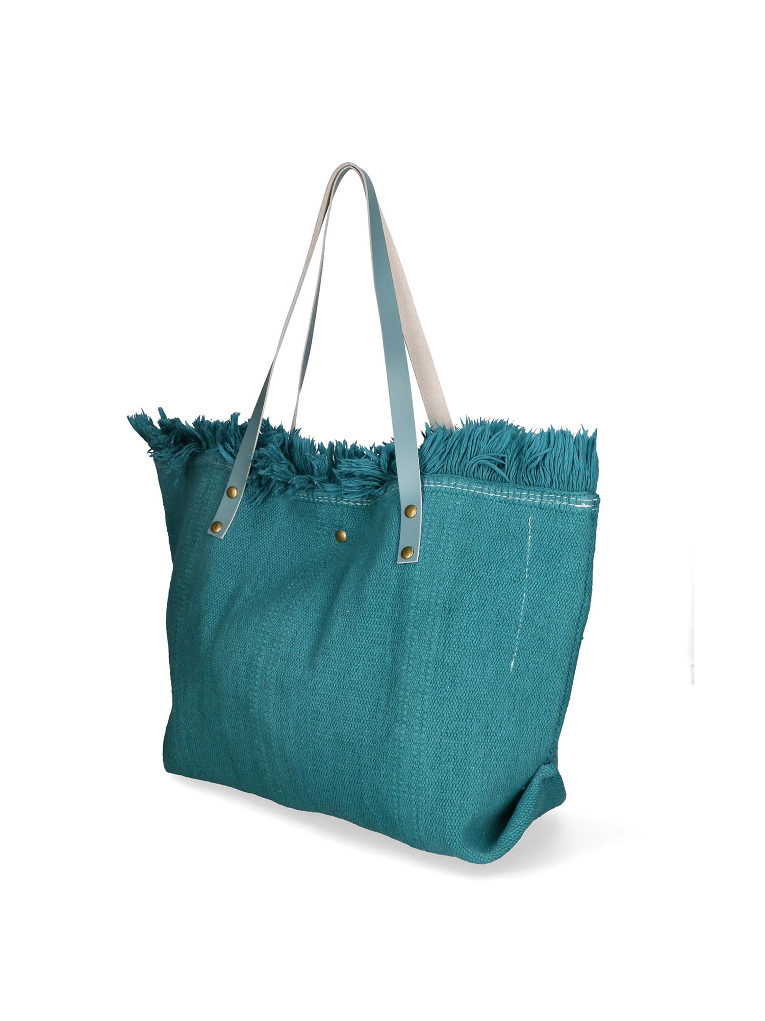 Agnese Borsa Shopper da donna Cotone e pelle 04649-D32 TURCHESE TURQUOISE Gave Lux
