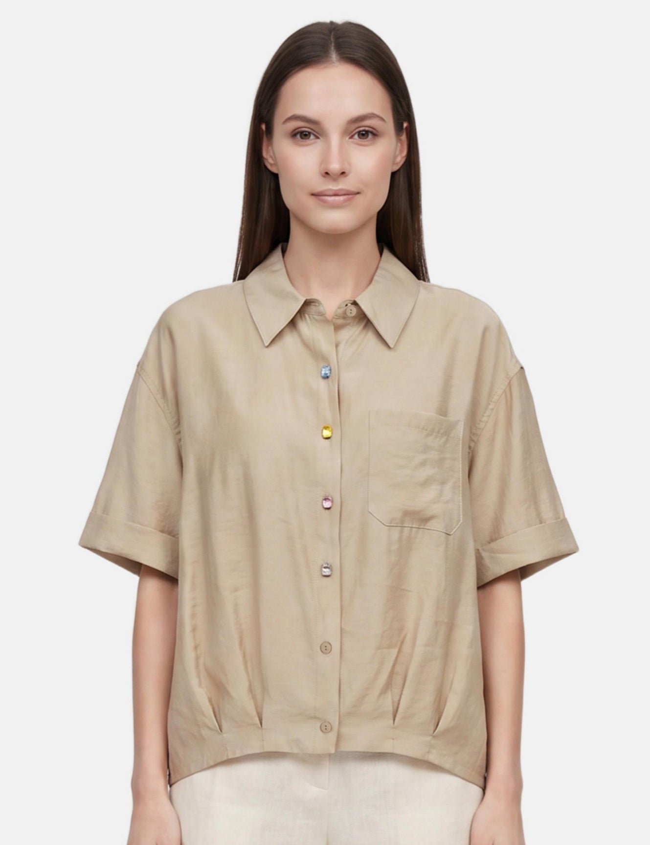 Blusa in 86 Lyocell 14 Poliestere Beige