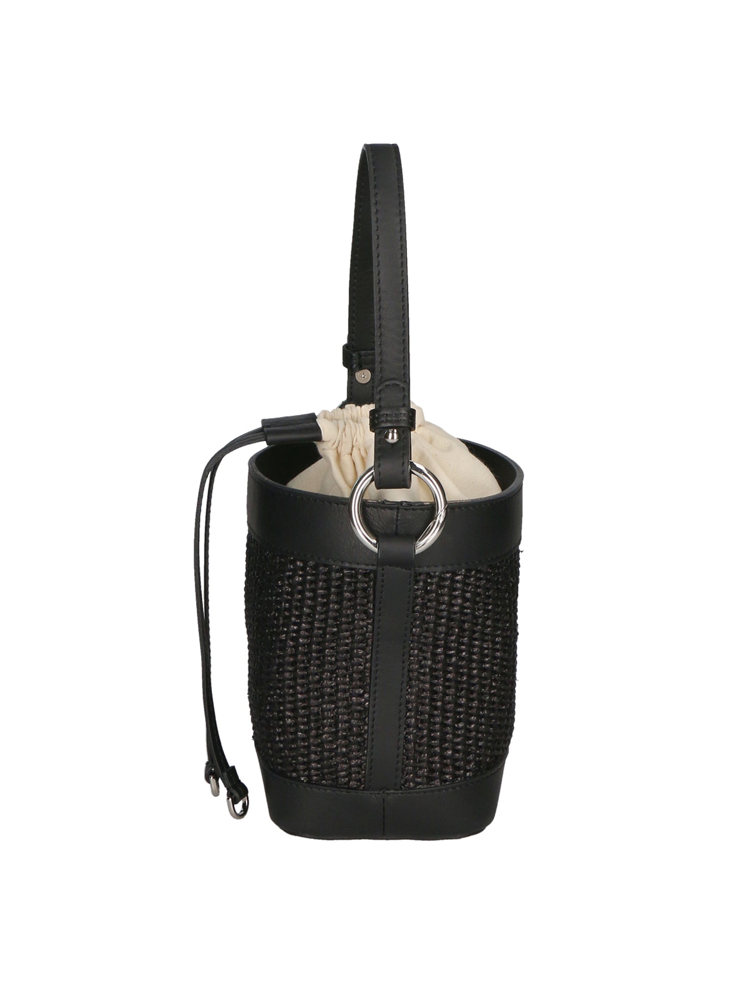 Borsa a secchiello da donna Misto pelle e tessuto MYB-05166-SS-12+S28 NERO My Best Bag