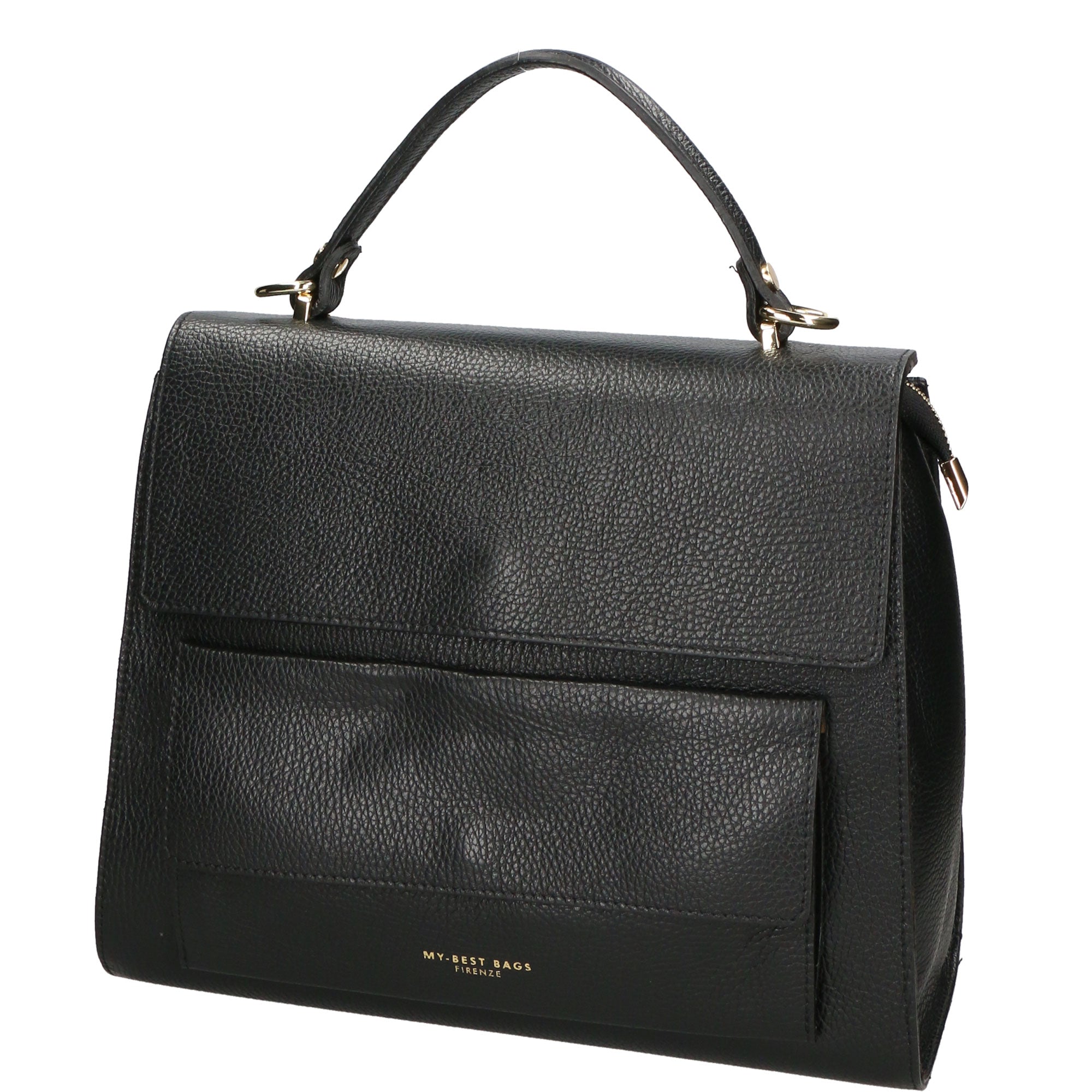 Borsa a mano da donna 100% vera pelle MYB-6033-FW-D28 NERO BLACK My Best Bag