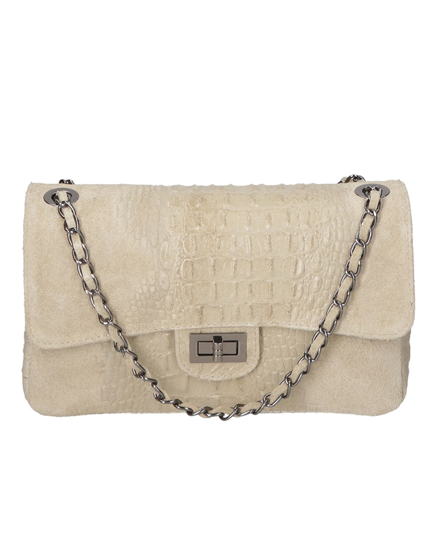 Edvige Borsa a spalla da donna Pelle Croco Stampata 80045-TAUPE Gave Lux