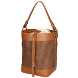 Borsa a secchiello da donna Misto pelle e tessuto MYB-05165-SS-25+S17 CUOIO SCURO My Best Bag