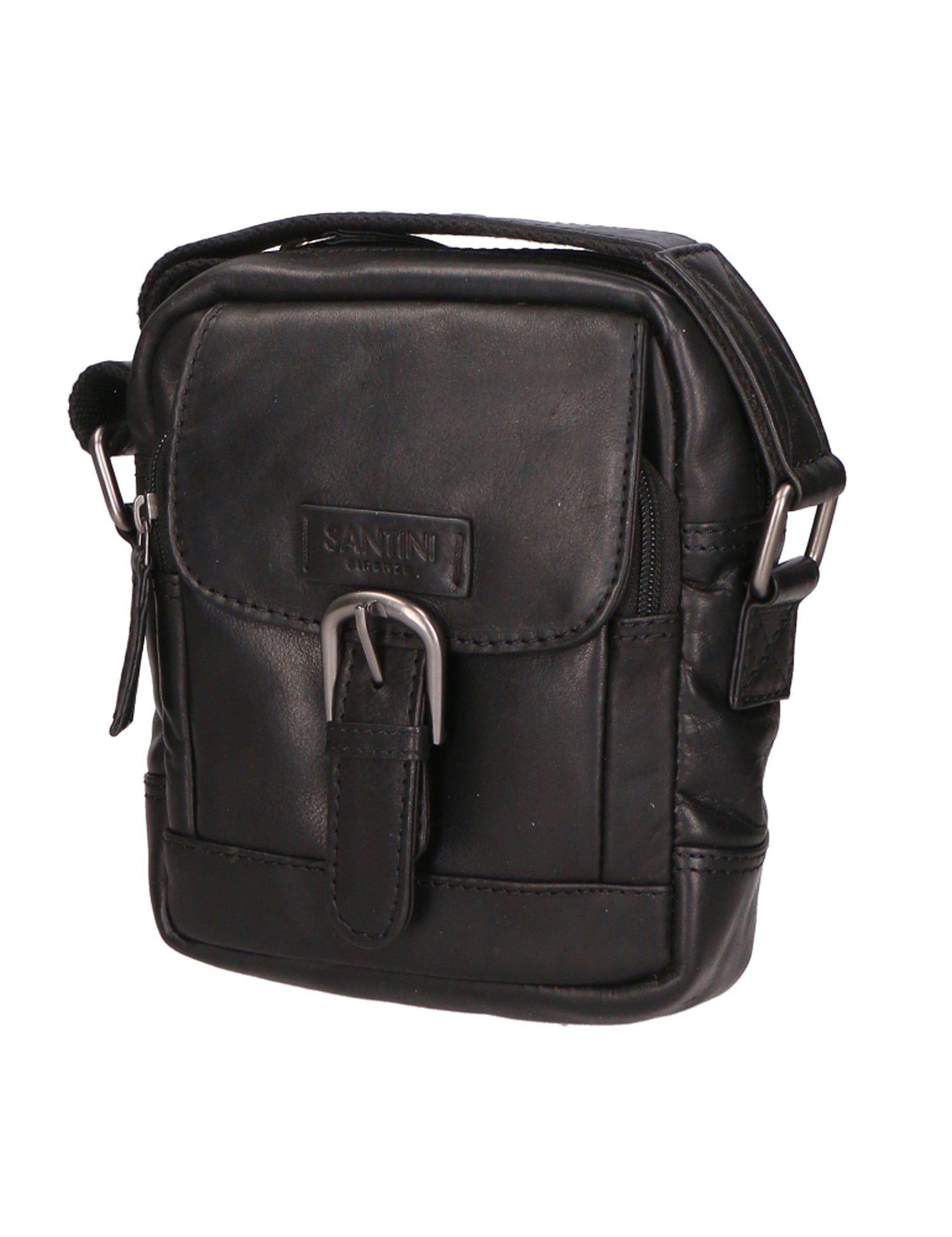 Borsa a tracolla unisex vera pelle 100% Made in Italy SN5863747-BLACK Santini Firenze
