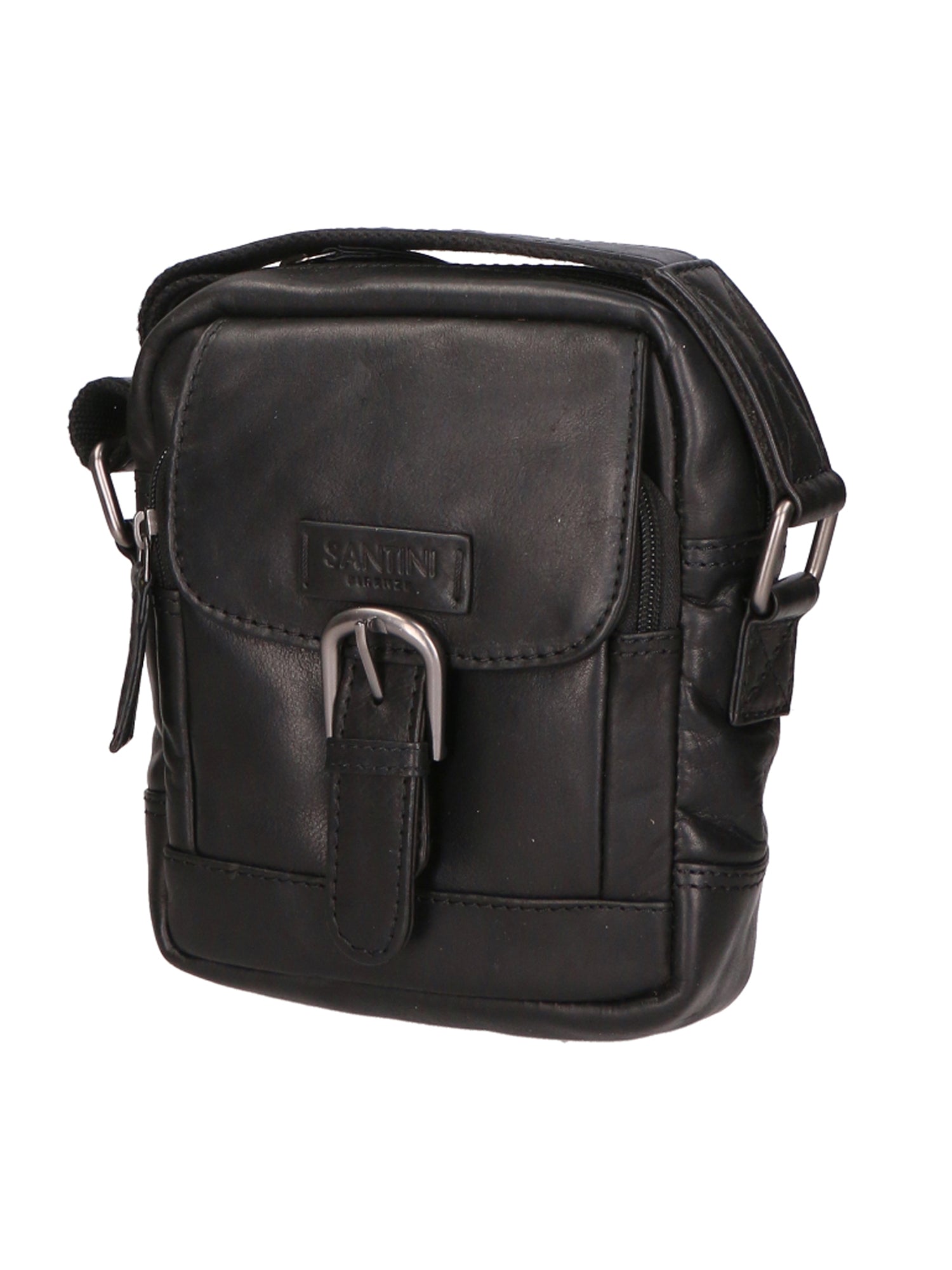 Borsa a tracolla unisex vera pelle 100% Made in Italy SN5863747-BLACK Santini Firenze