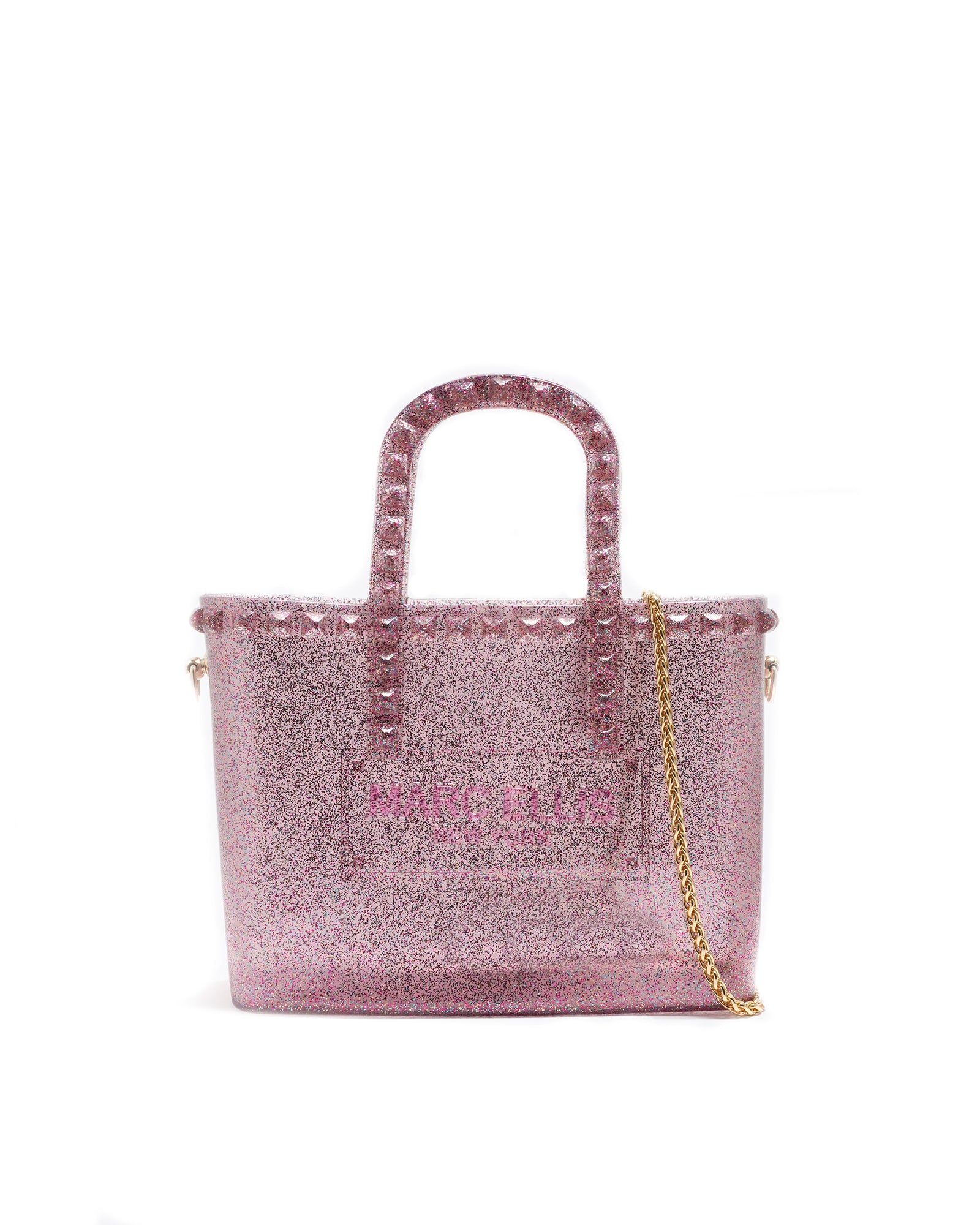 Borsa a mano da donna 100% Pvc FLAT GLAS S-FUXIA STRASS Marc Ellis