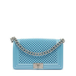 Borsa a mano da donna 100% Pvc FLAT M BALL-NORSE BLUE + OFF SILVER Marc Ellis