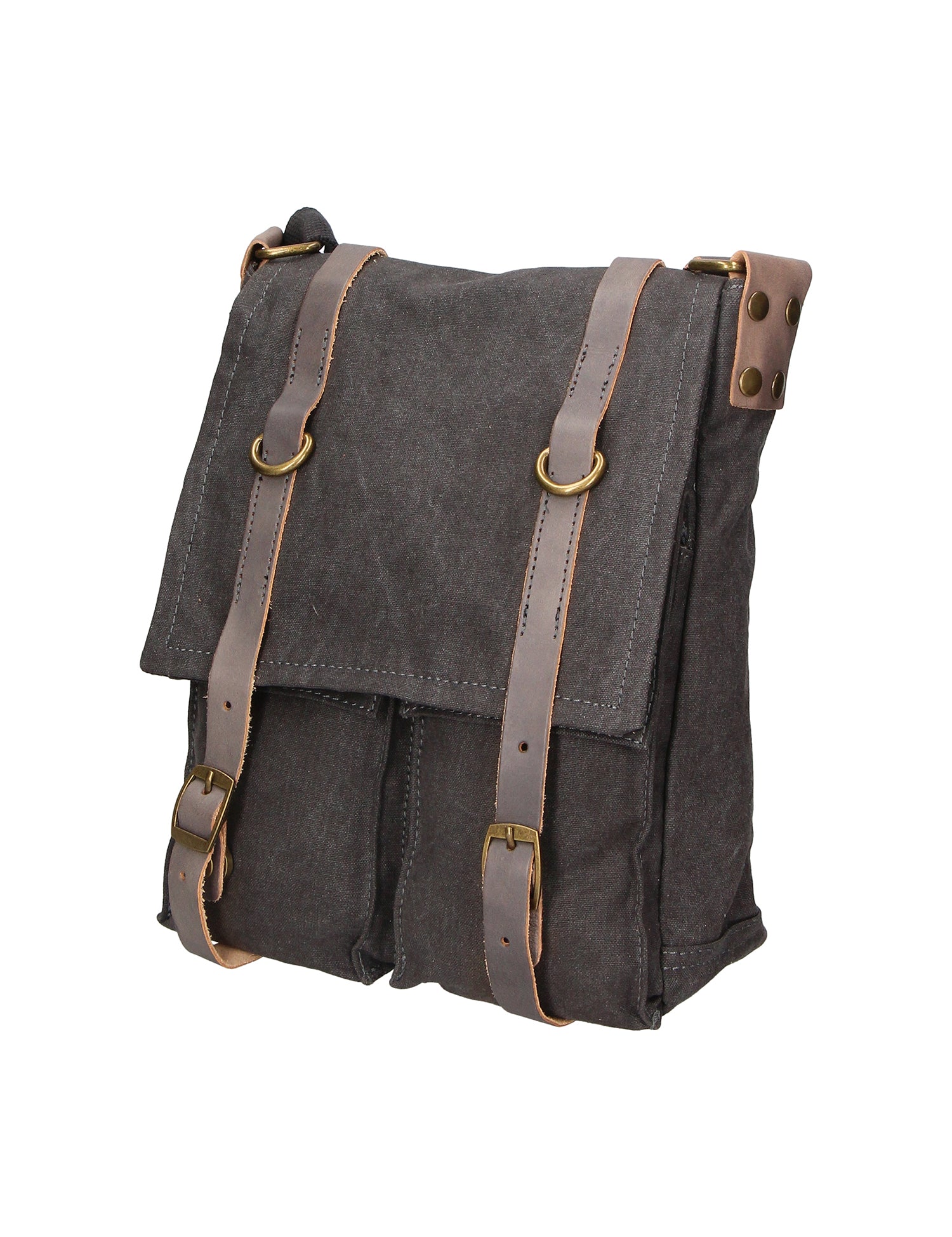Milena Borsa a tracolla unisex Canvas e vera pelle ZG3009-NERO BLACK Gave Lux