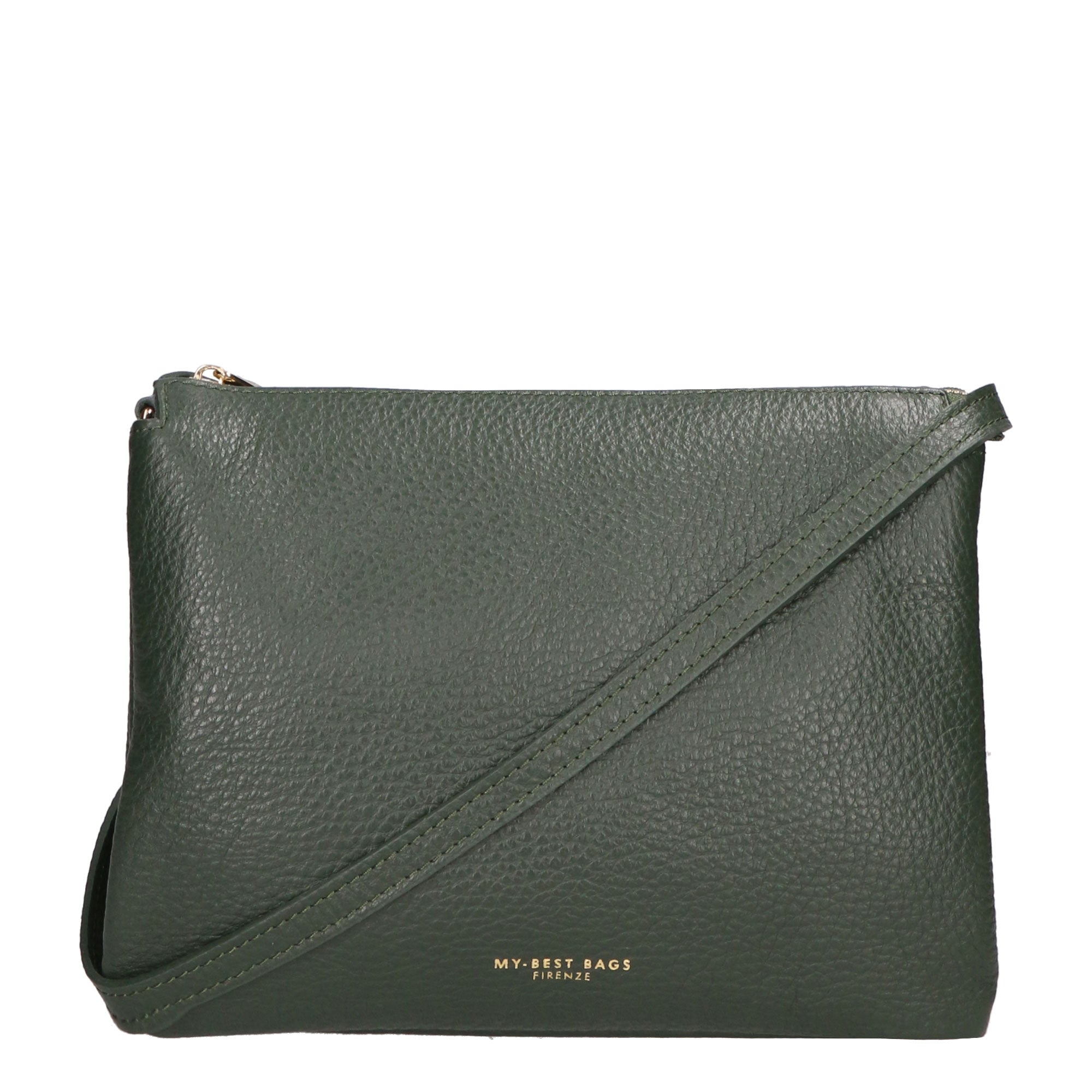 Borsa a tracolla da donna 100% pelle MYB-6049-FW-D14 VERDE SCURO DARK GREEN My Best Bag