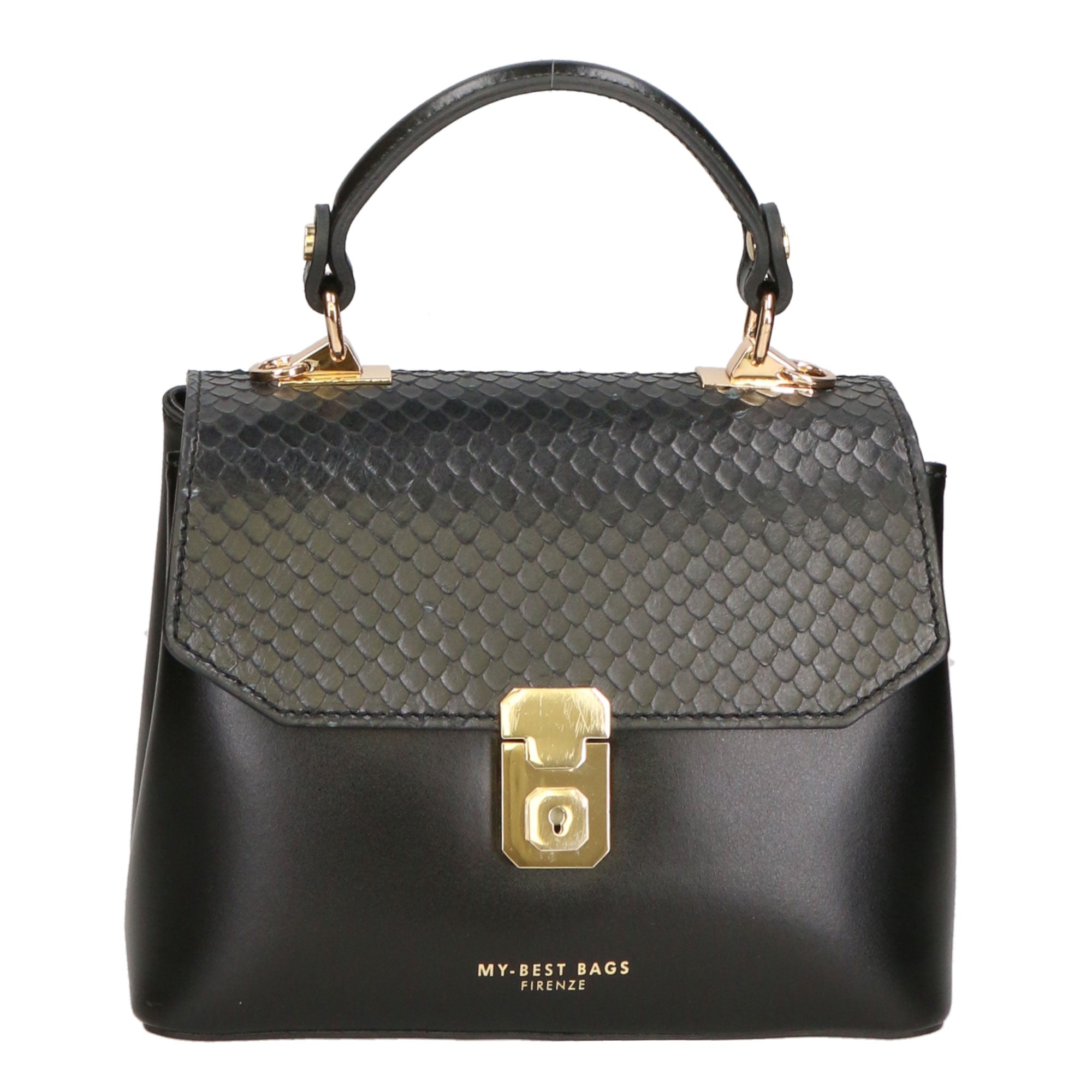 Borsa a mano da donna Vera pelle MYB-6039-FW-P218 NERO My Best Bag