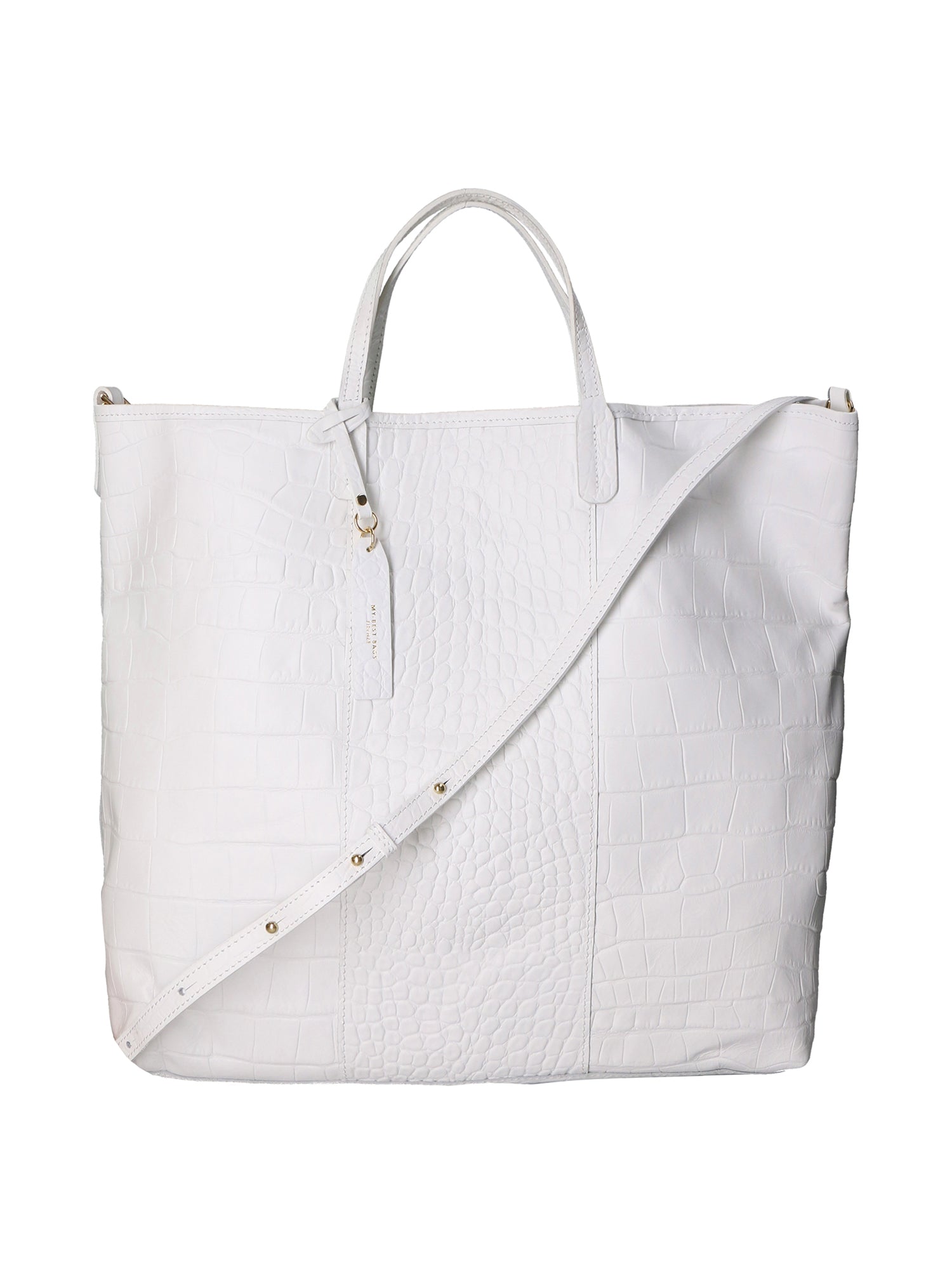 Borsa a mano da donna Vera pelle stampata coccodrillo MYB-7043-SS-S01 BIANCO My Best Bag