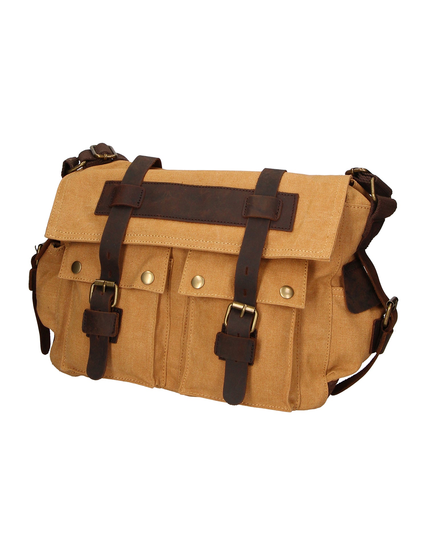 Melania Borsa a spalla unisex Canvas e vera pelle ZG3016-CUOIO COGNAC Gave Lux