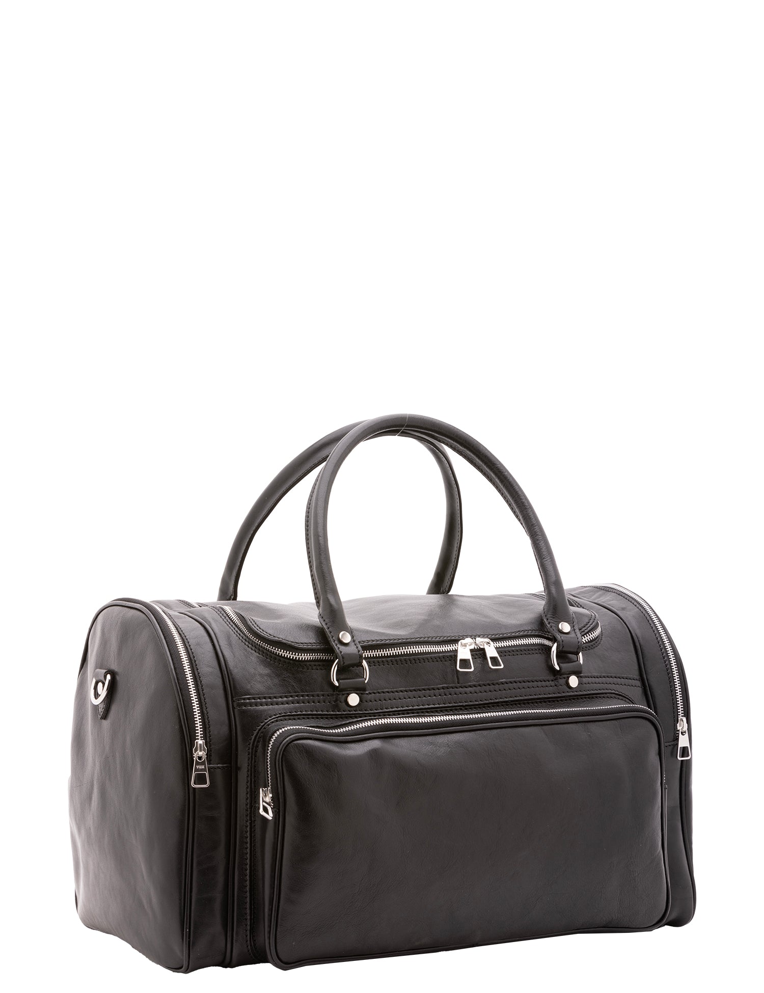 Borsa da viaggio unisex in vera pelle 100% cotone 4045-NERO Alessia Firenze