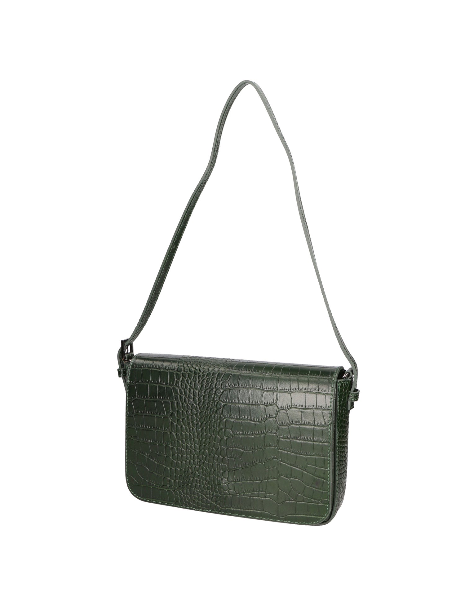 Azzurra Borsa a spalla da donna Vera pelle croco 05699-C14 VERDE SCURO Gave Lux