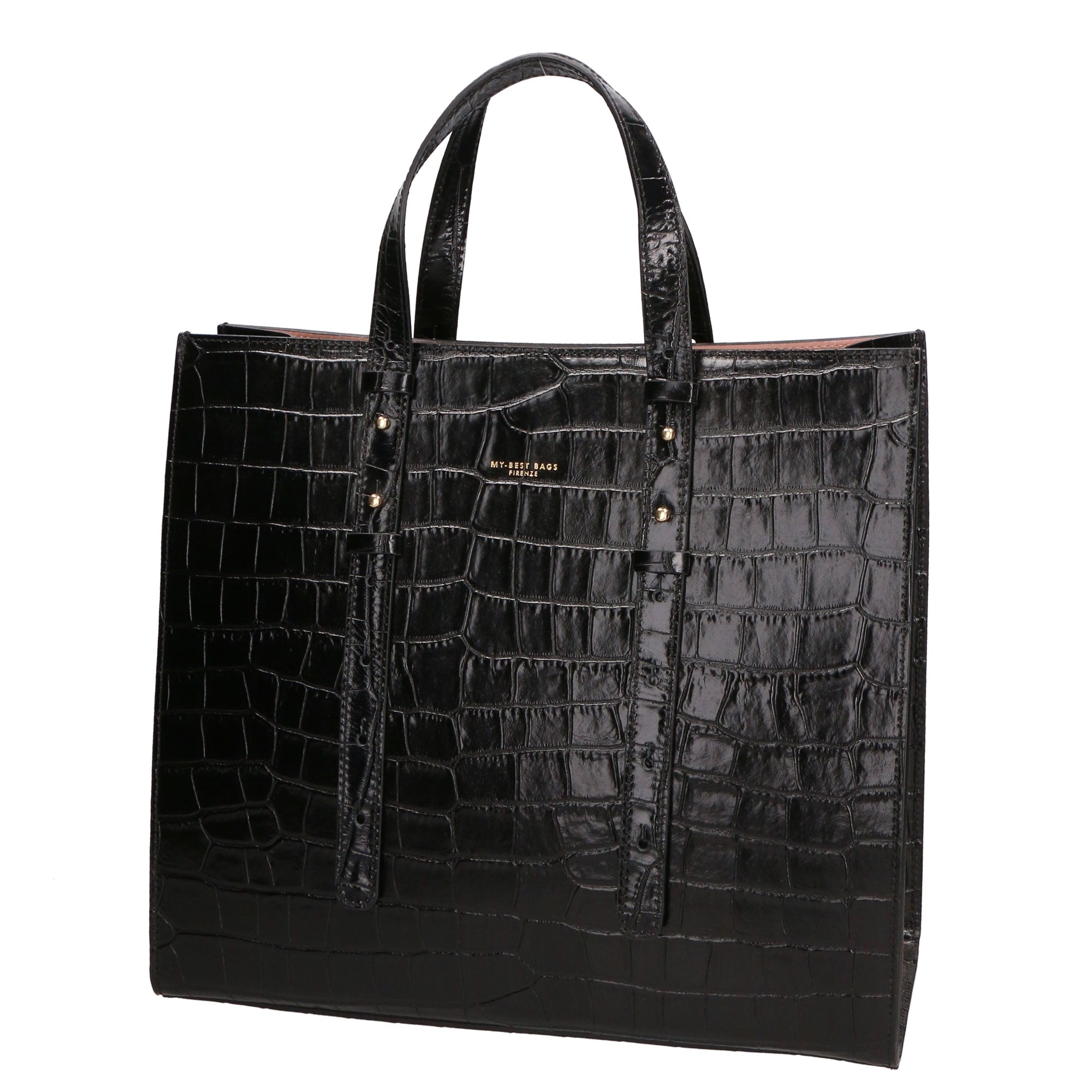 Borsa a mano da donna Vera pelle croco MYB-7004-SSCOCCO-C28 NERO My Best Bag