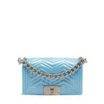 Borsa a mano da donna 100% Pvc FLAT XS MANHATTAN-NORSE BLUE + OFF SILVER Marc Ellis