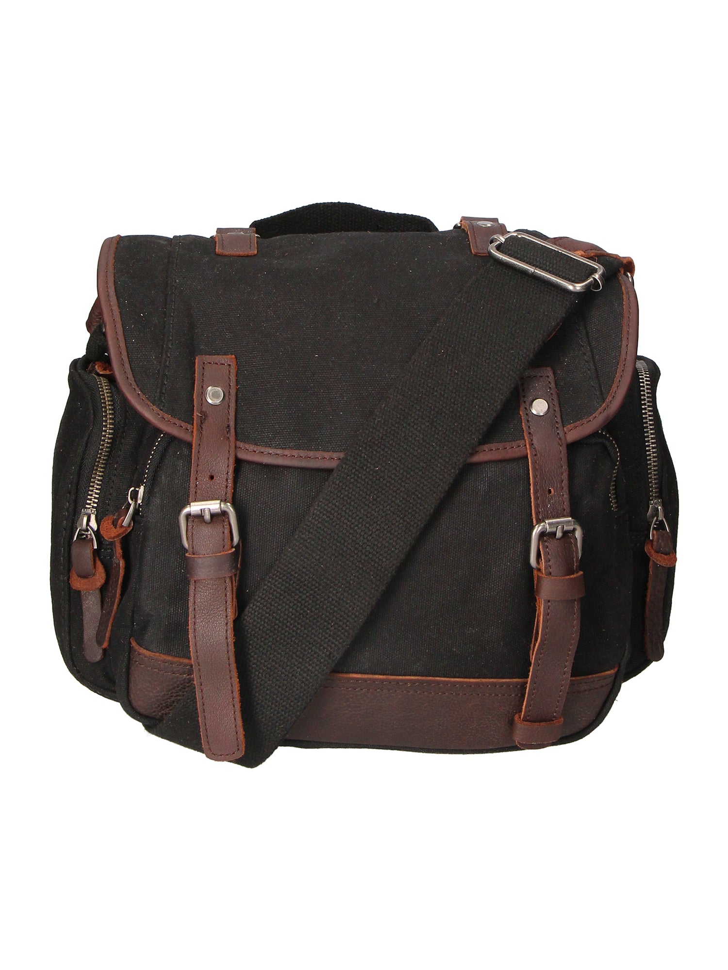 Mia Borsa a tracolla unisex Canvas e vera pelle ZG3003-NERO BLACK Gave Lux