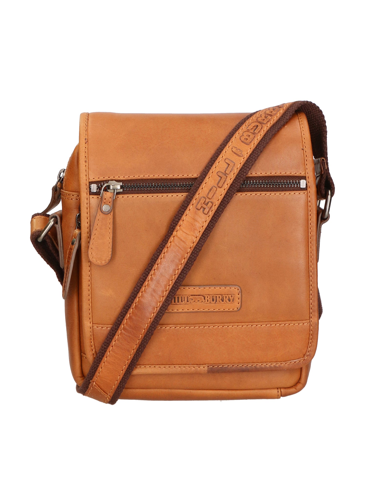 Borsa a tracolla uomo in vera pelle RFID HILB-6113-CUOIO Hill Burry