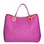 Amanda Borsa a mano da donna Vera pelle e paglia 05168-436 D02 FUXIA Gave Lux