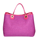Amanda Borsa a mano da donna Vera pelle e paglia 05168-436 D02 FUXIA Gave Lux
