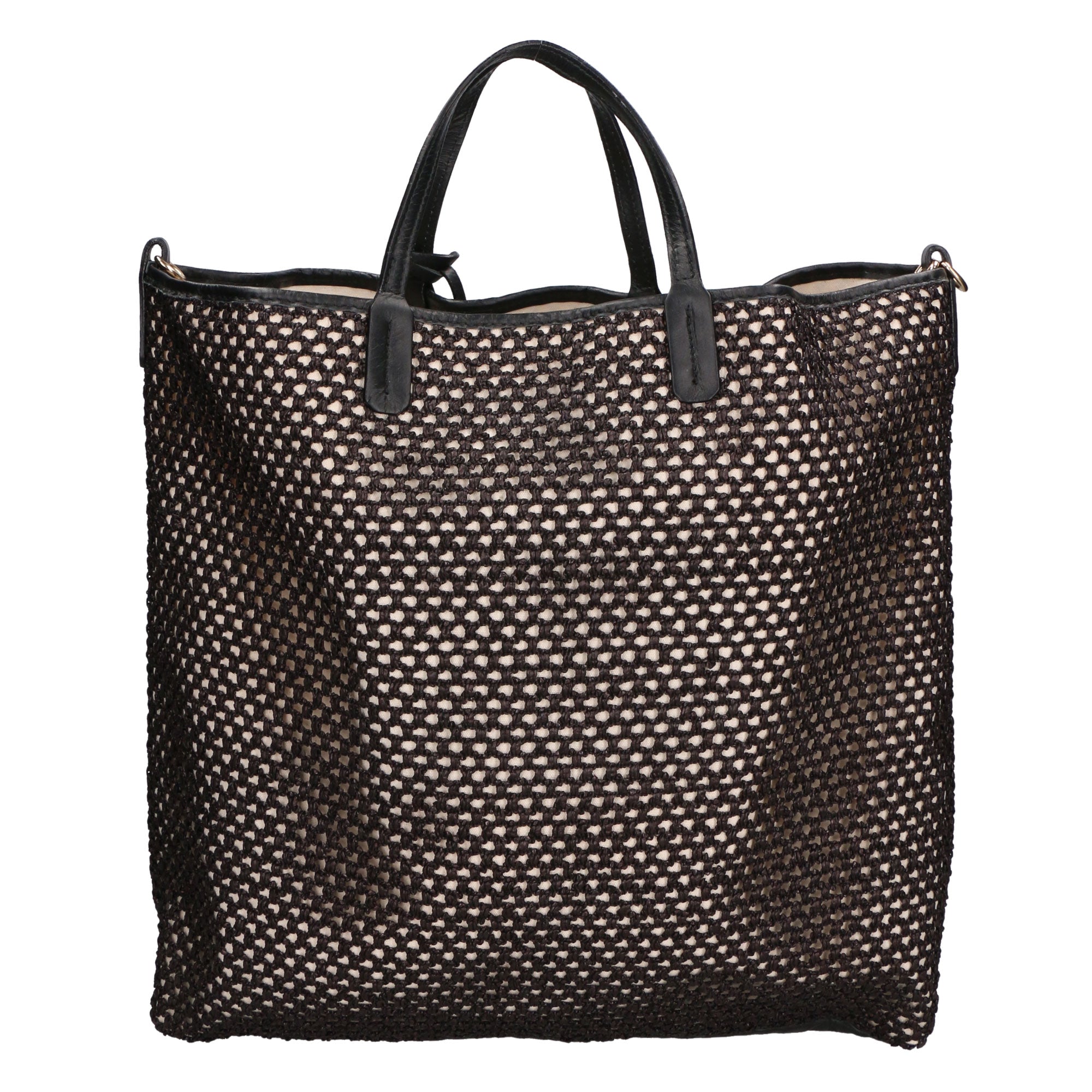 Borsa a mano da donna Paglia e pelle MYB-7027-SS-NERO My Best Bag
