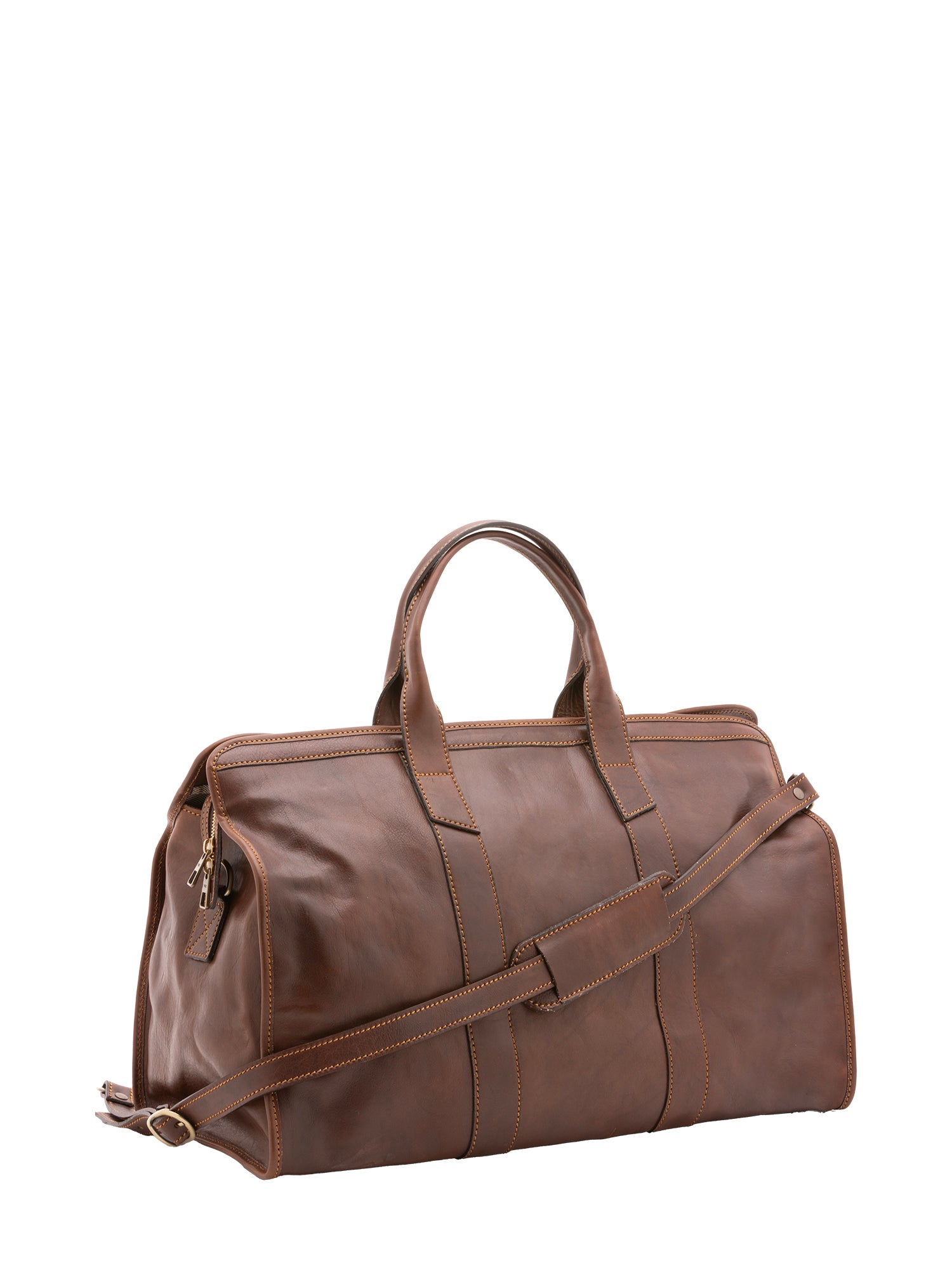 Borsa da viaggio unisex in vera pelle 100% cotone 4091-TESTA DI MORO Alessia Firenze