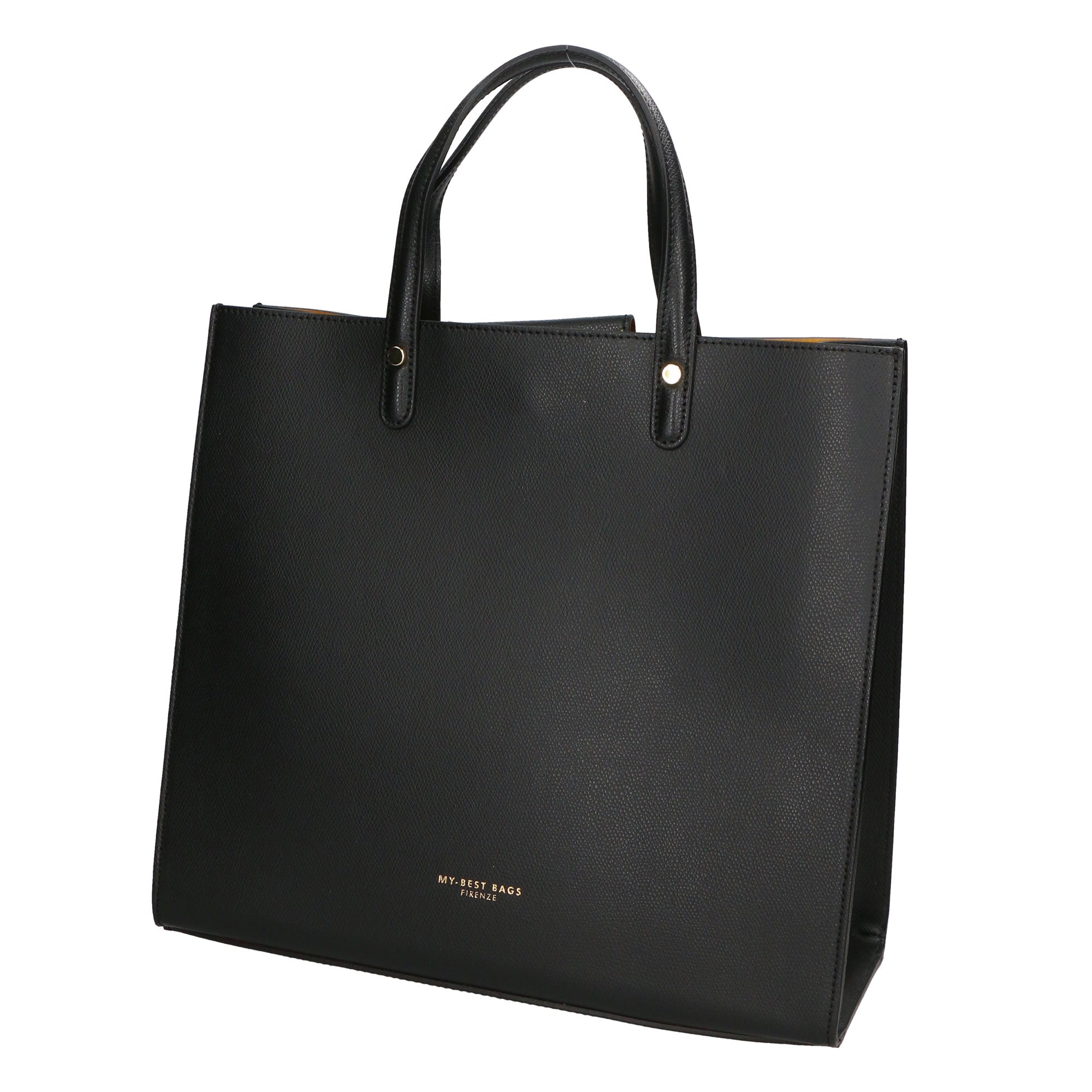 Borsa a mano da donna 100% pelle artigianale MYB-6015-FW-P 636 NERO BLACK My Best Bag