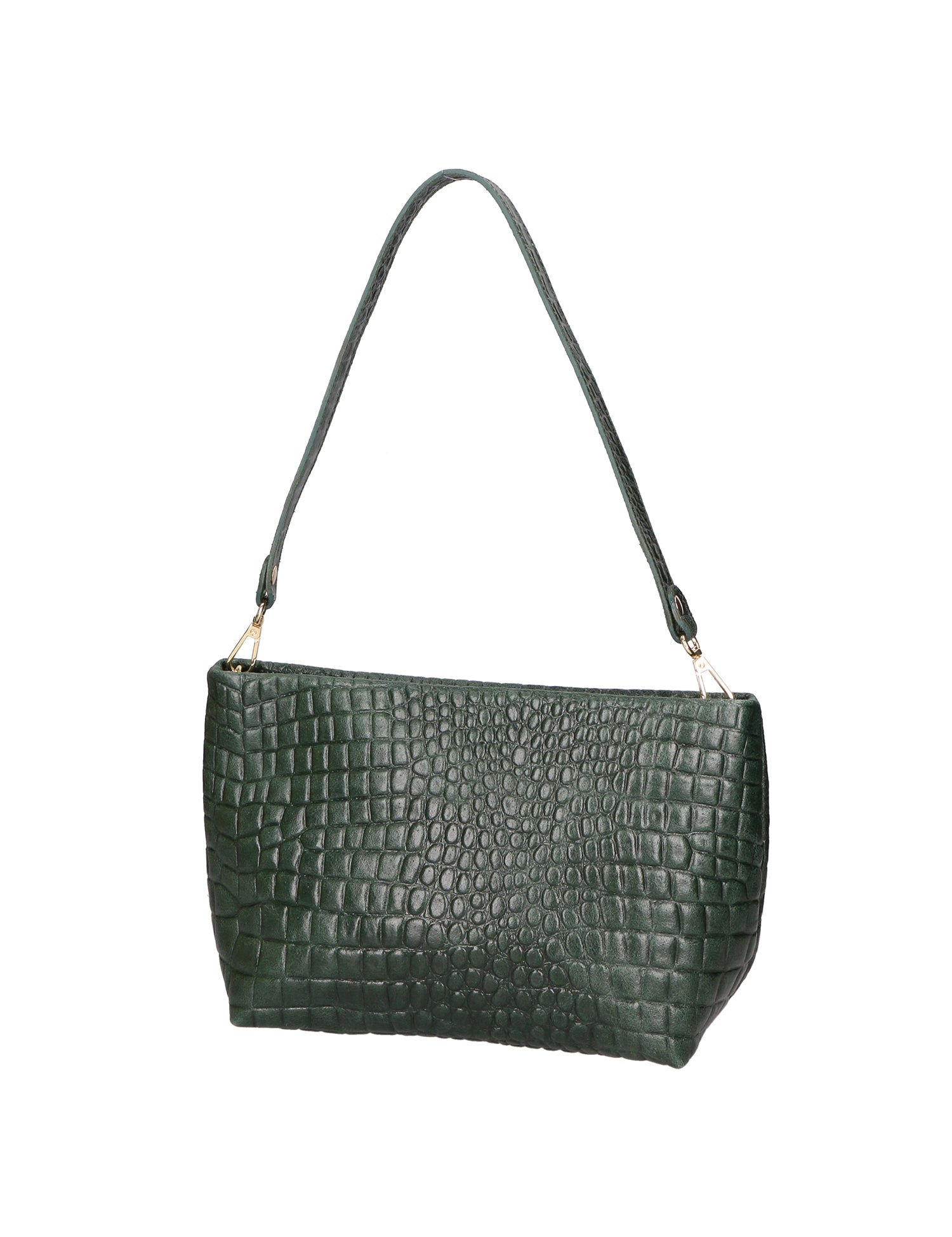 Lorelei Borsa a spalla da donna Vera pelle croco 06498-017 VERDE BOTTIGLIA Gave Lux