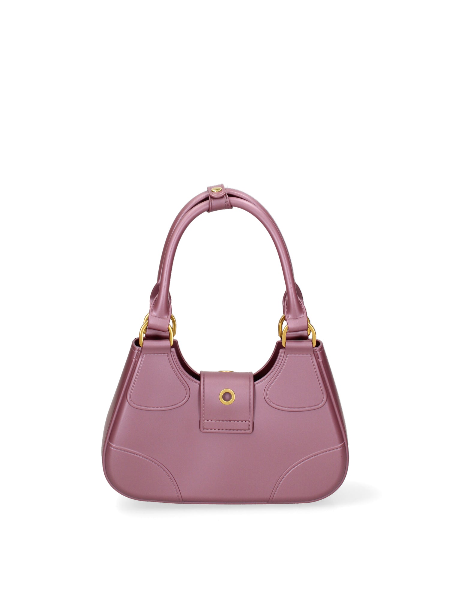Borsa a mano da donna 100% PVC FLAT-CIRCLE-DARK MAUVE - LIGHT OTTONE Marc Ellis