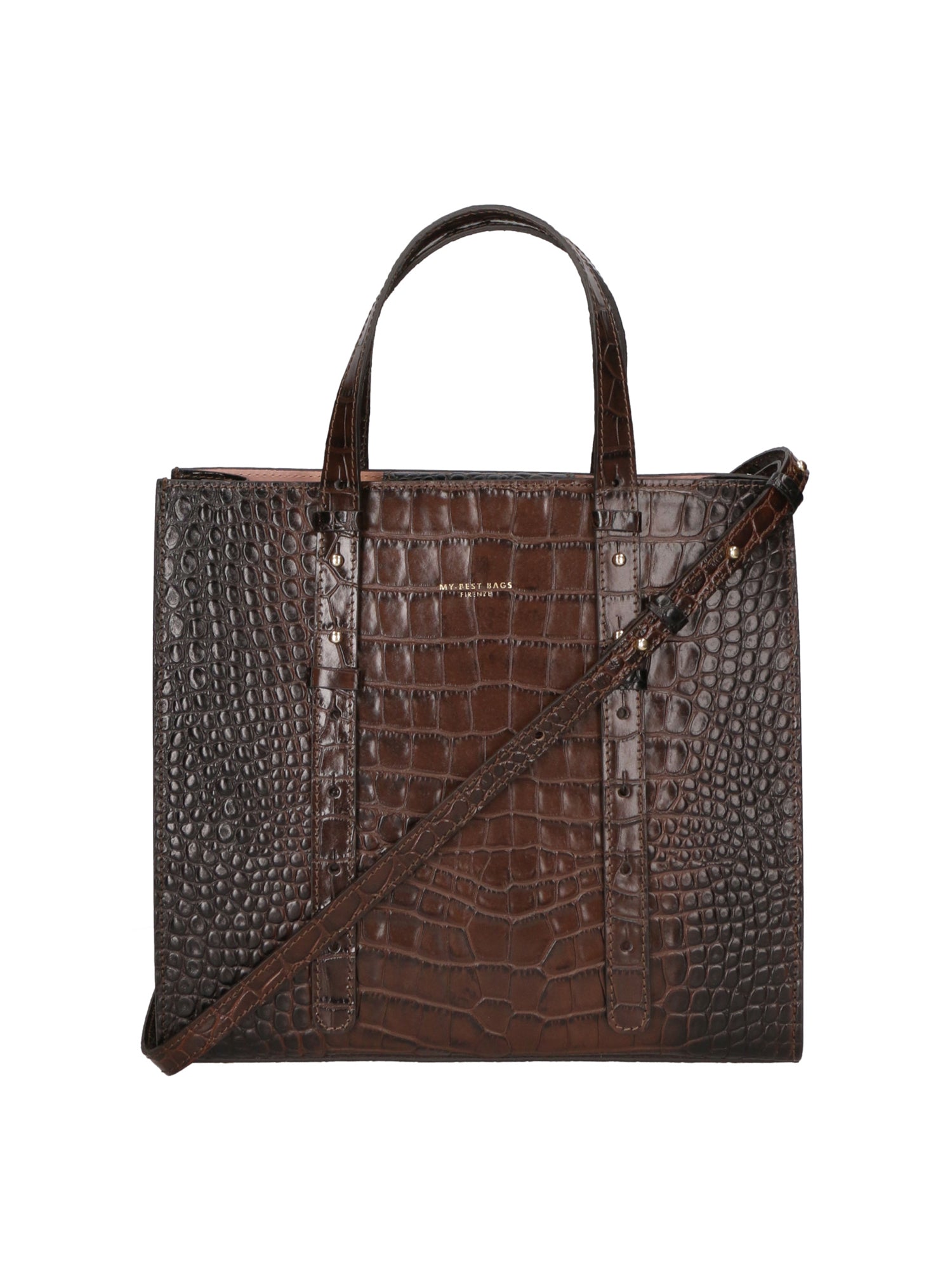 Borsa a mano da donna Vera pelle effetto coccodrillo MYB-8005-FW-BRUCIATO My Best Bag