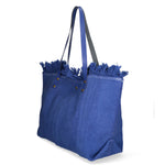 Agnese Borsa Shopper da donna Cotone e pelle 04649-D22 BLUETTE ROYAL BLU Gave Lux