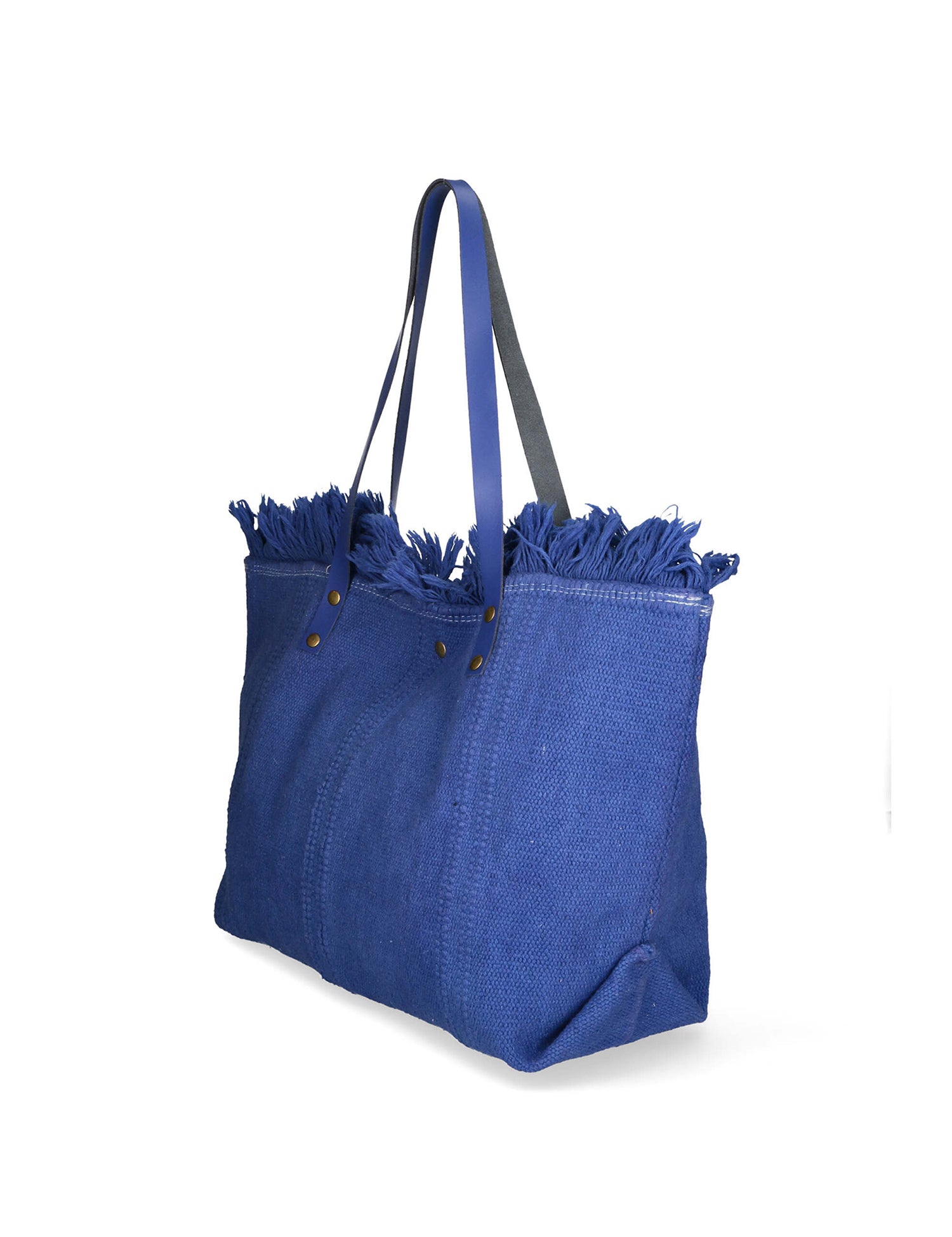 Agnese Borsa Shopper da donna Cotone e pelle 04649-D22 BLUETTE ROYAL BLU Gave Lux