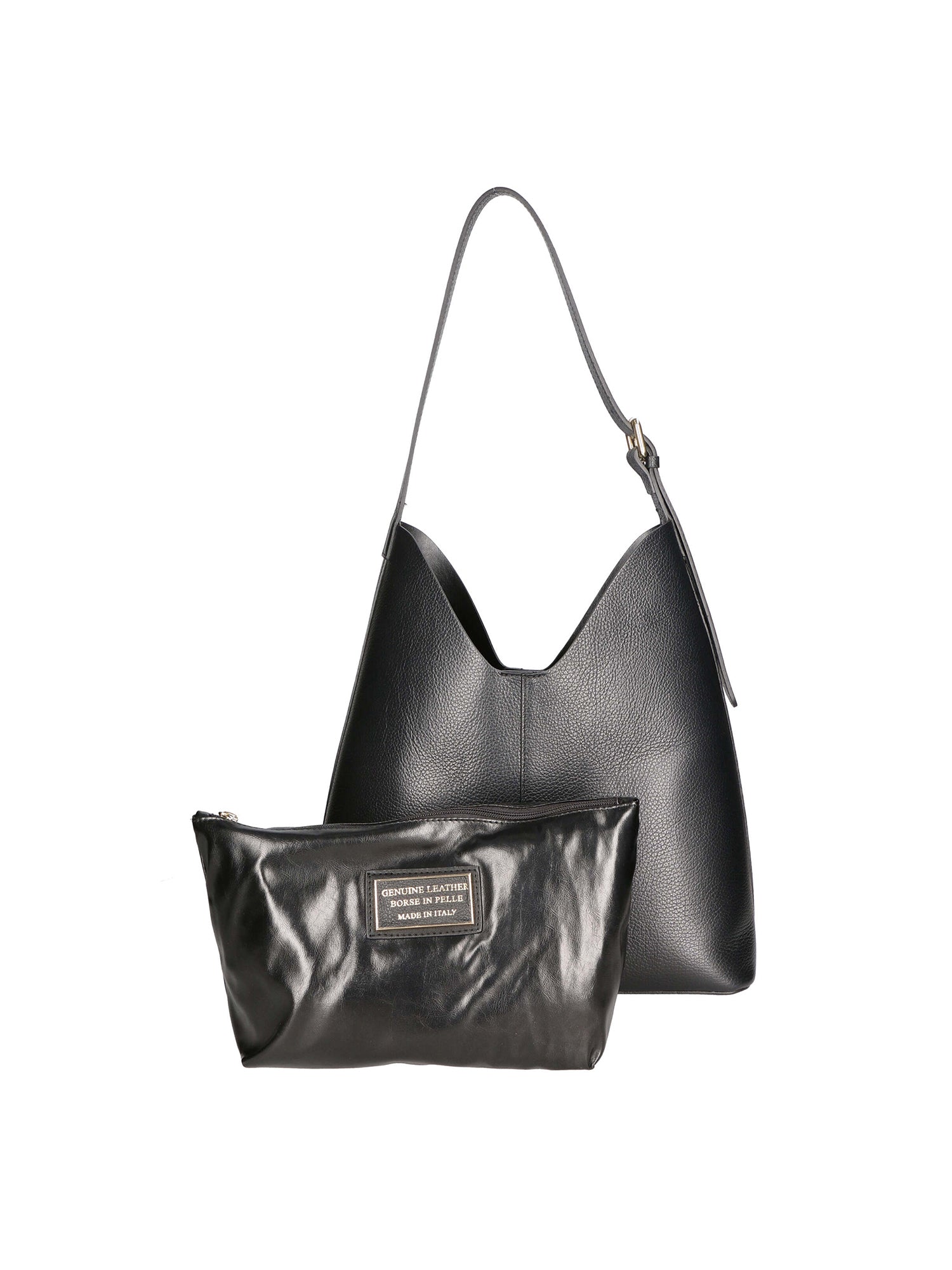 Lucetta Borsa a spalla da donna Vera pelle 04513-D28 NERO BLACK Gave Lux