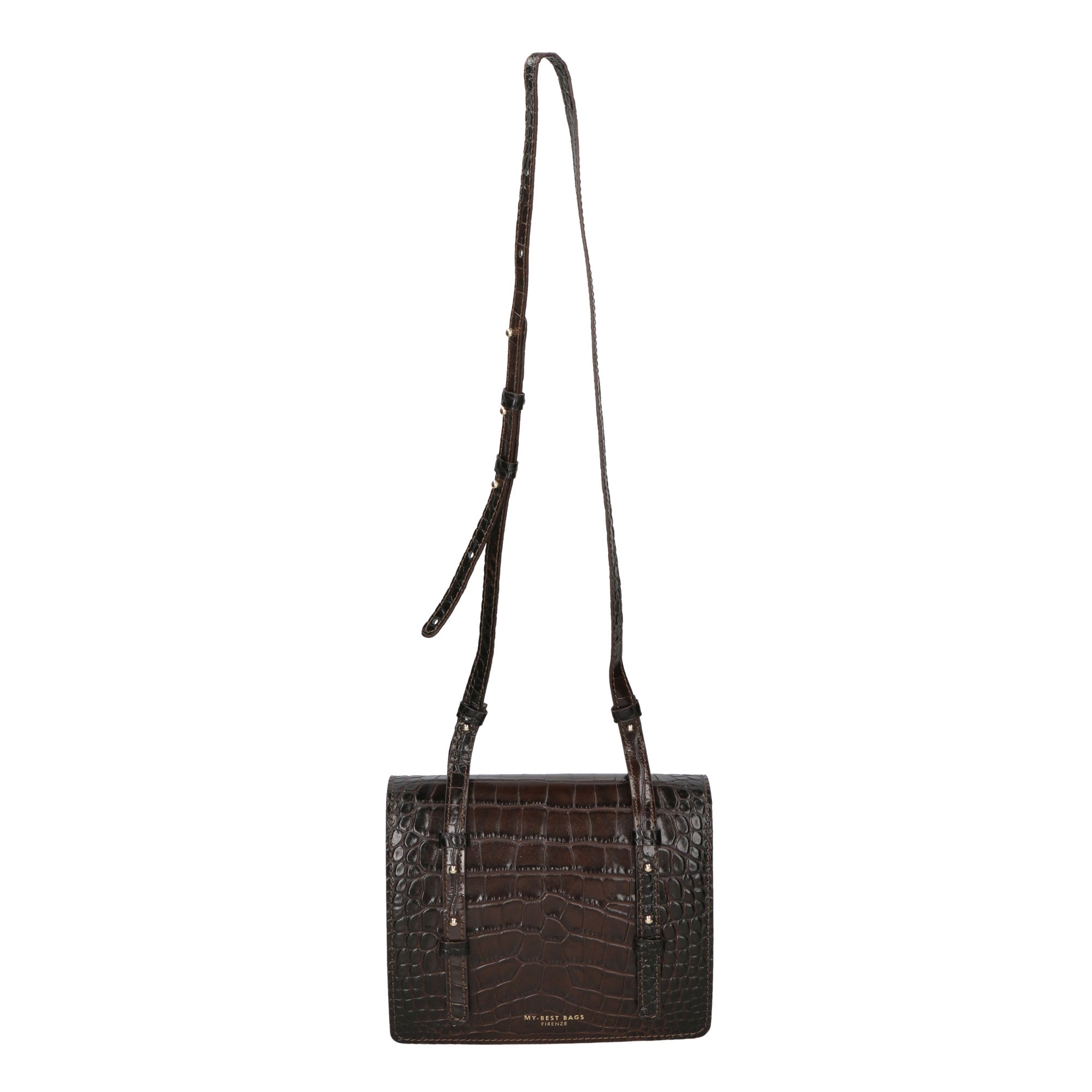 Borsa a tracolla da donna Pelle Croco MYB-8006-FW-BRUCIATO My Best Bag