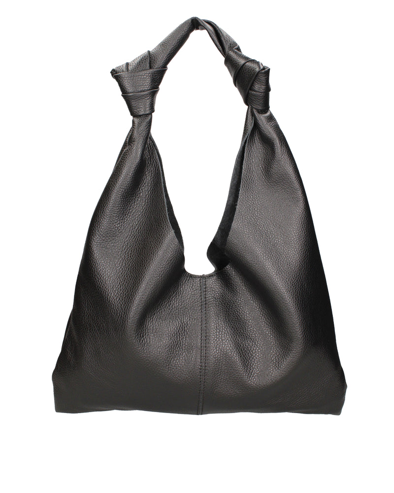 Borsa a spalla da donna 100% vera pelle 07156-D28 NERO