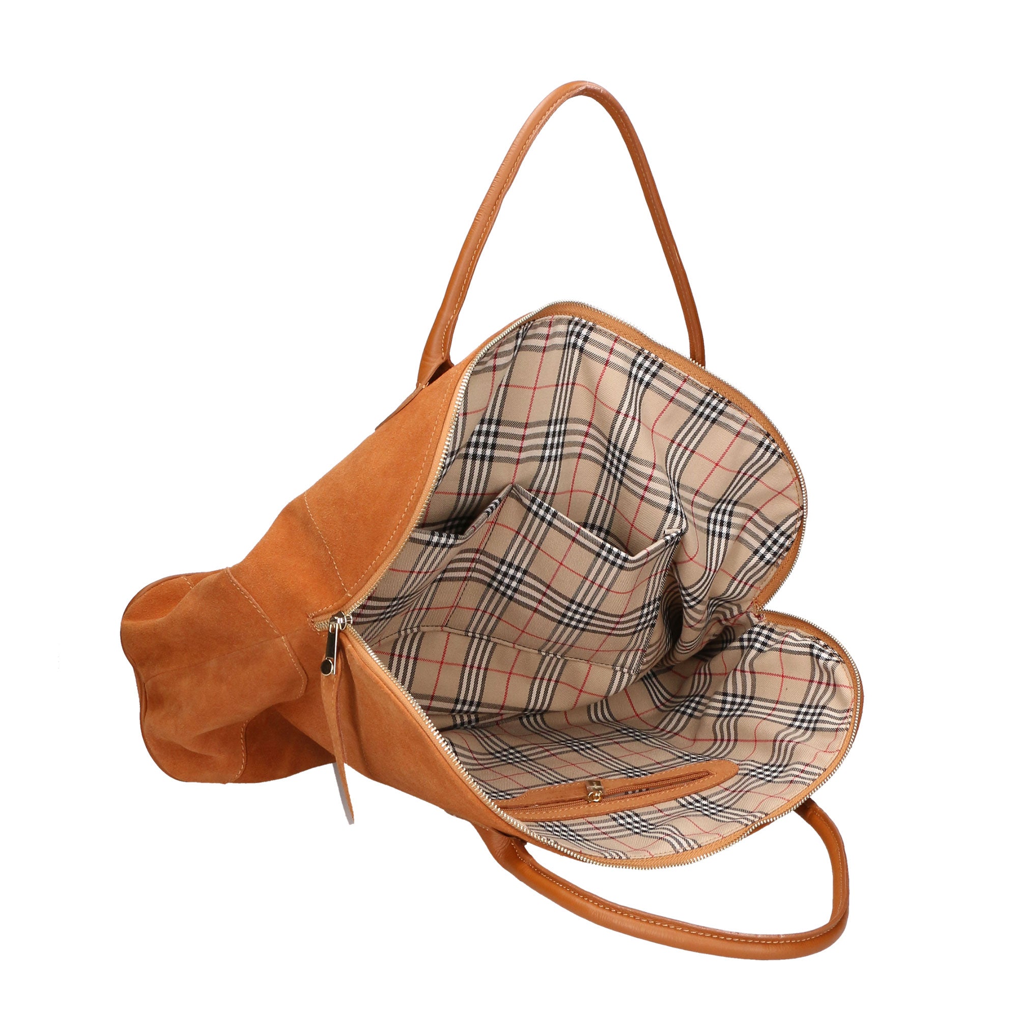 Borsa a mano da donna 100% pelle scamosciata MYB-6014-FW-03292 CUOIO COGNAC My Best Bag