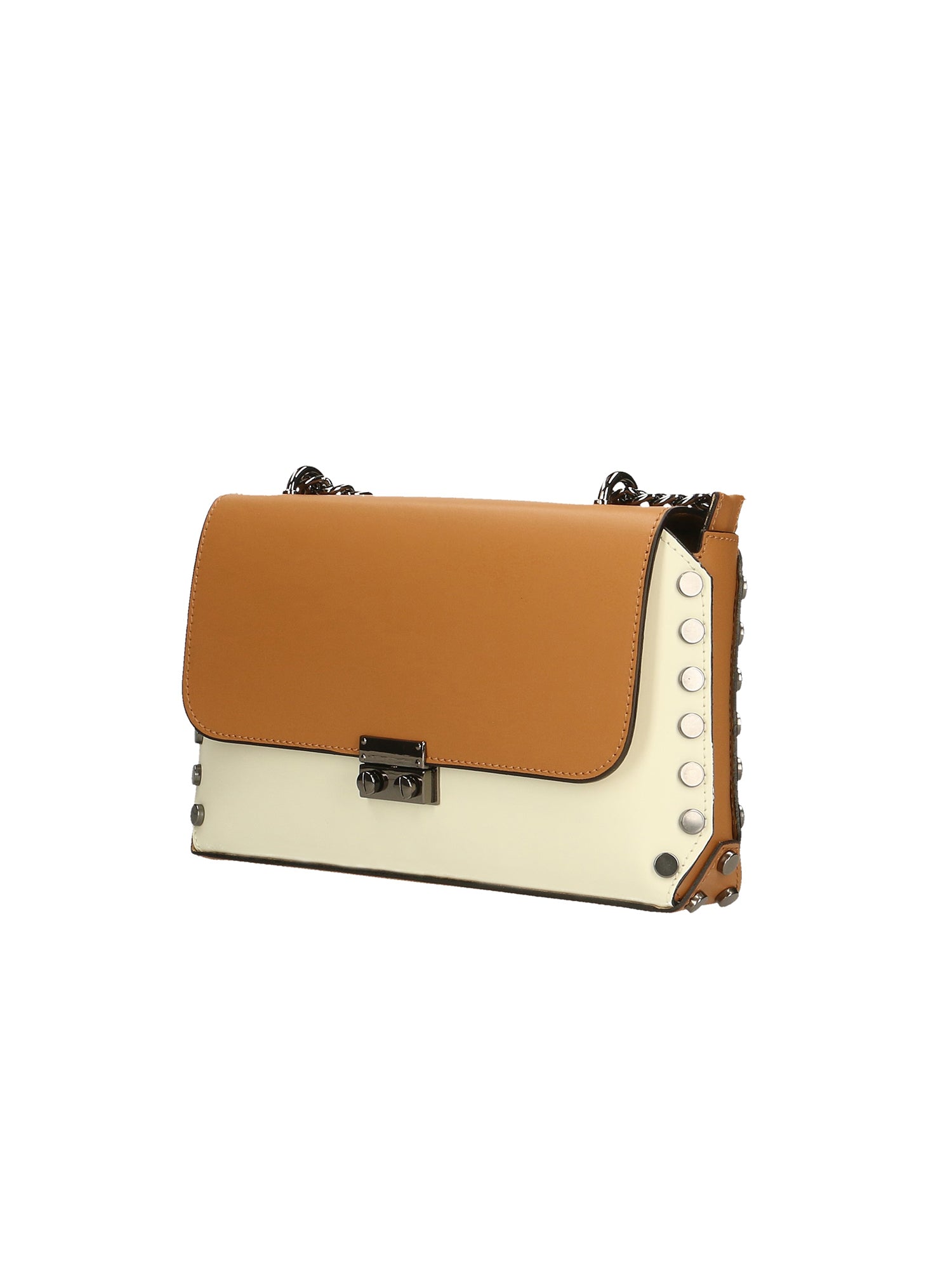 Vera pelle 8641-BEIGE+CUOIO Borsa a tracolla da donna Evanthe Pro Gave Lux