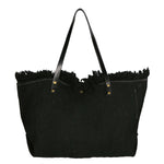 Agnese Borsa Shopper da donna Cotone e pelle 04649-D28 NERO BLACK Gave Lux