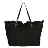 Agnese Borsa Shopper da donna Cotone e pelle 04649-D28 NERO BLACK Gave Lux