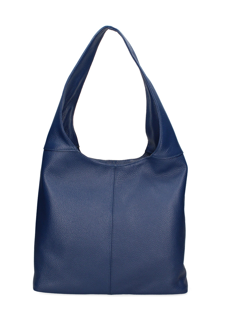 Aria Borsa a Mano in Vera Pelle Blu Jeans