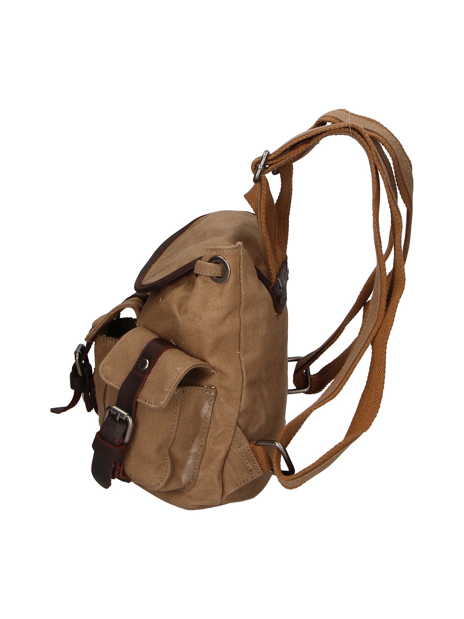 Micaela ZG3006-FANGO TAUPE Zaino unisex in canvas e vera pelle Gave Lux