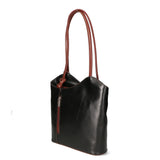 Fabiola Borsa a spalla da donna 100% pelle 9039-NERO MARRONE Gave Lux