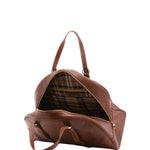 Borsa da viaggio unisex in vera pelle 100% cotone 4589-MARRONE Alessia Firenze