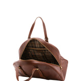 Borsa da viaggio unisex in vera pelle 100% cotone 4589-MARRONE Alessia Firenze