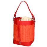 Women's bucket bag, mixed leather and fabric, Made in Italy, 24x18x15 cm