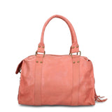 Borsa a Spalla in Genuine Printed Suede Leather Salmone