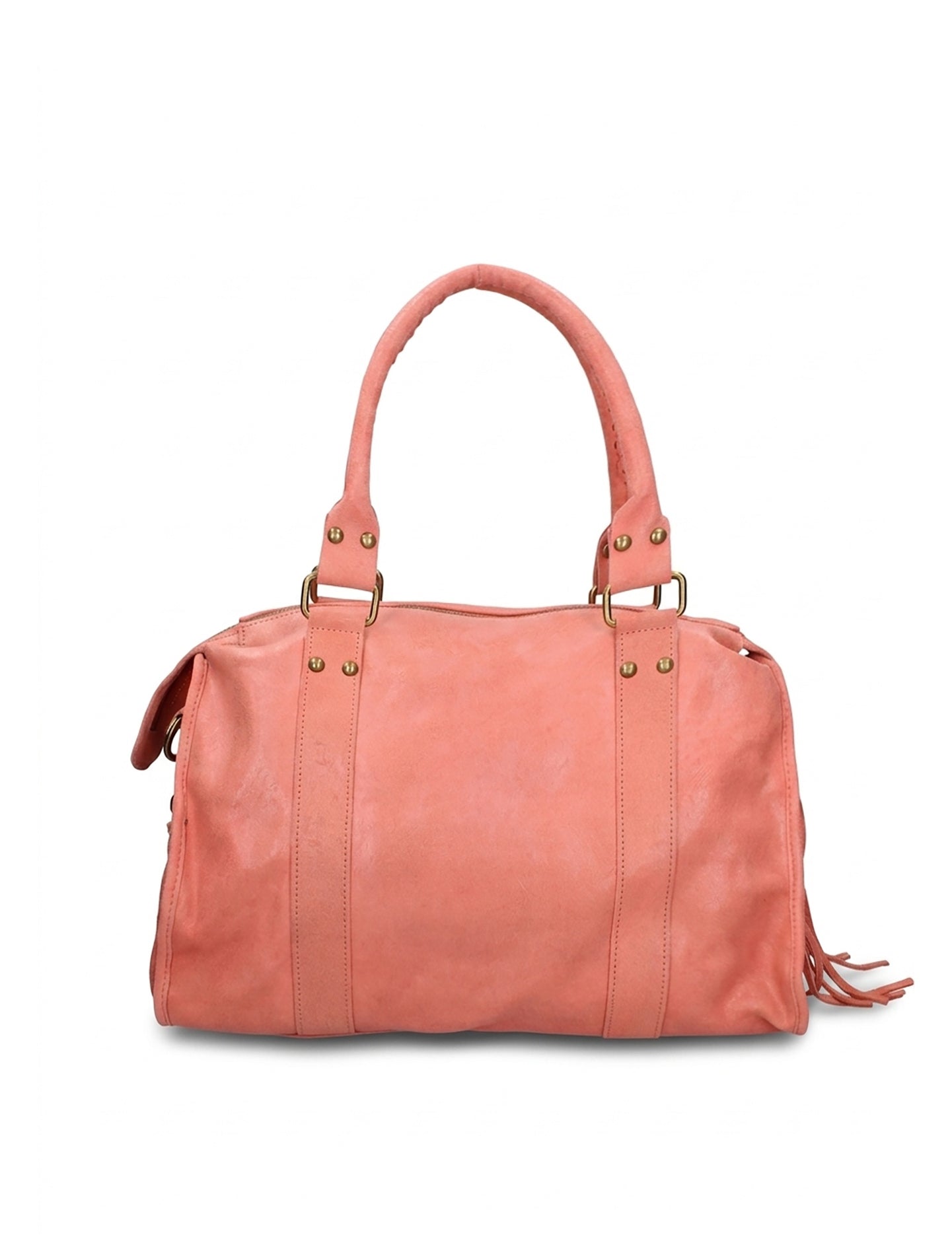 Borsa a Spalla in Genuine Printed Suede Leather Salmone