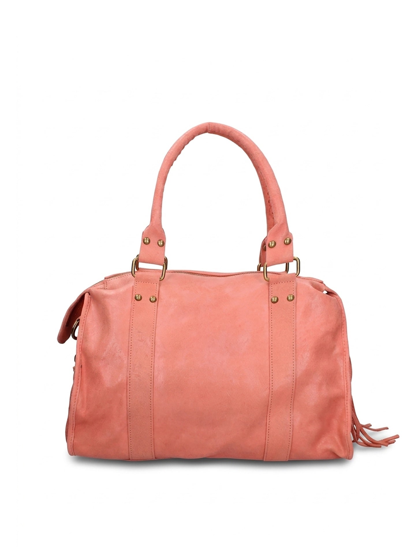 Borsa a Spalla in Genuine Printed Suede Leather Salmone