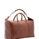 Borsa da viaggio unisex in vera pelle 100% cotone 4046-MARRONE Alessia Firenze