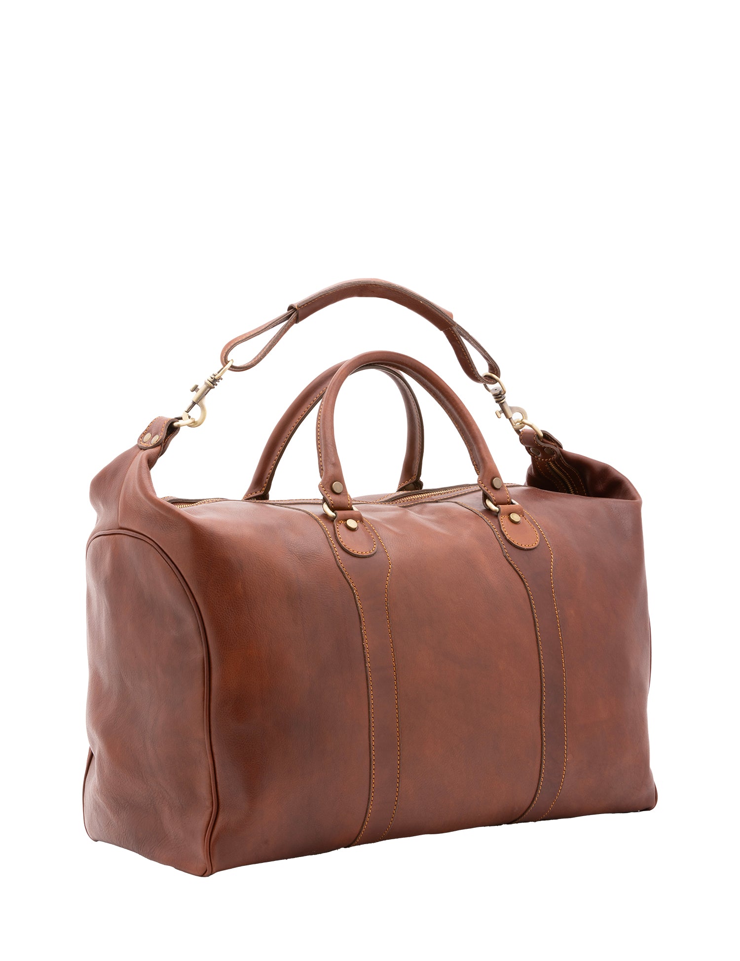 Borsa da viaggio unisex in vera pelle 100% cotone 4046-MARRONE Alessia Firenze