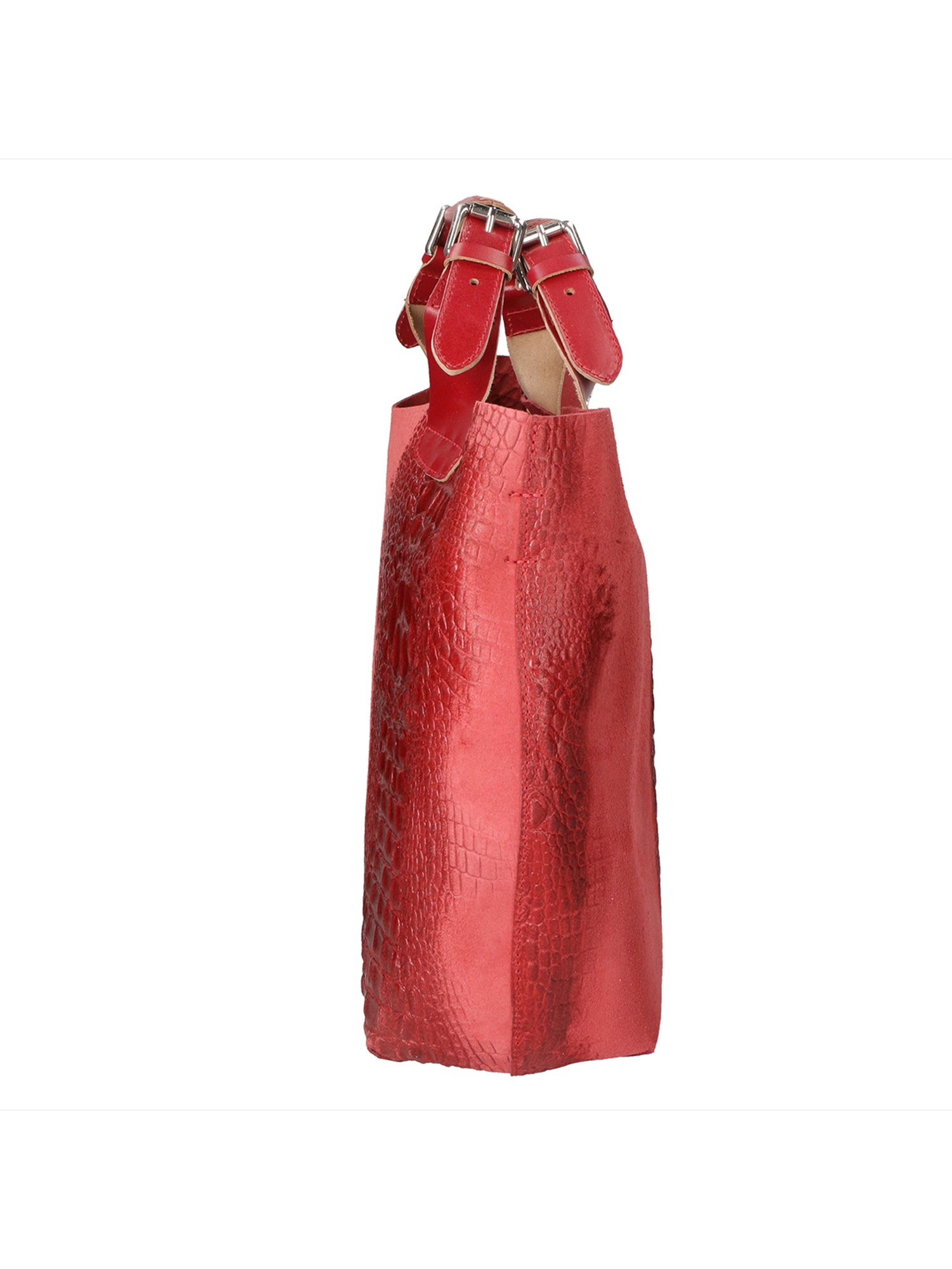 Eufemia Borsa a spalla da donna Pelle Croco Stampata 9007 1-ROSSO Gave Lux